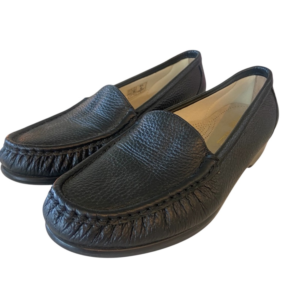 SAS Simply Black Pebbled Loafer Shoes Tripad Comfort 9.5